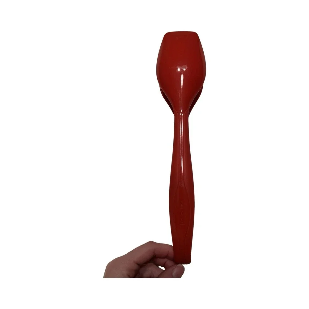 Rubbermaid‎ Red Plastic Salad Tongs One Piece U Shaped Serving Utensil Vintage